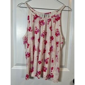 Joie Womens Tank Top 100% Linen Floral Print Sleeveless Size Large